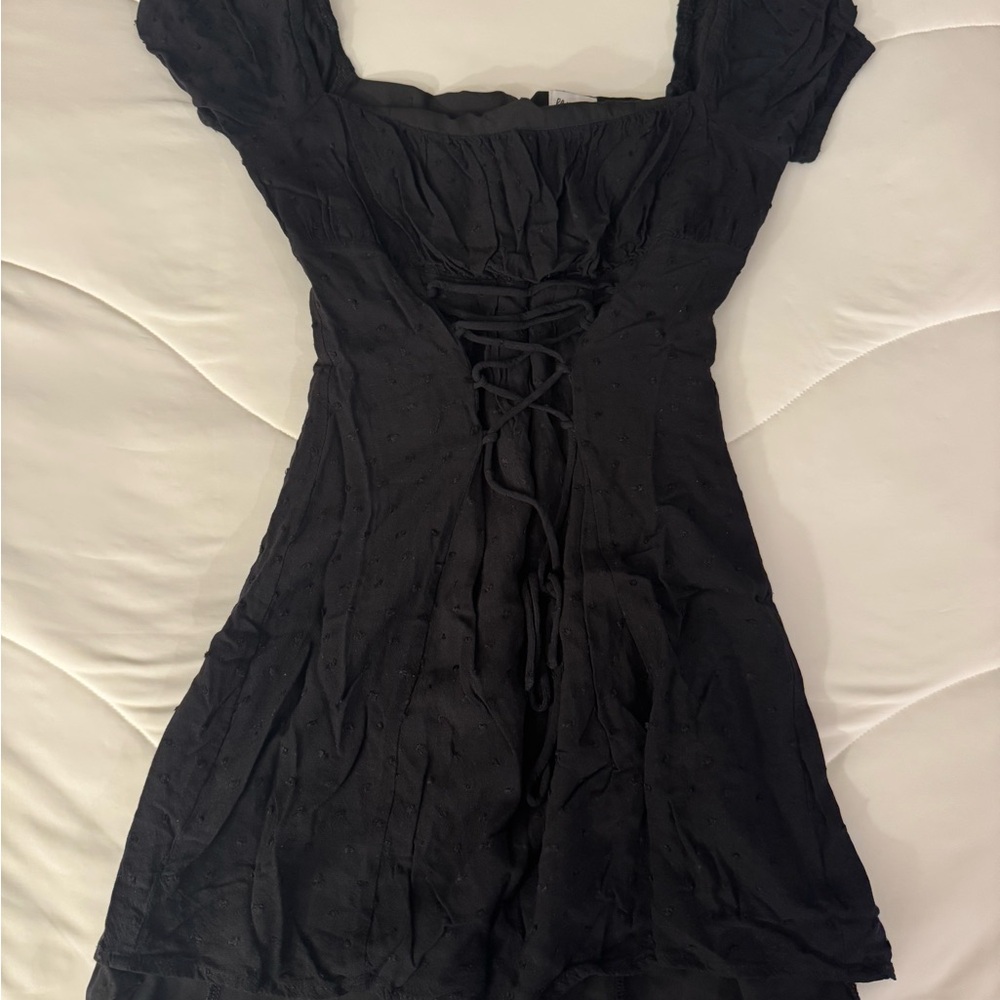 Princess Polly Black Lace-Up Mini Dress